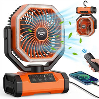 Ventilateur de camping extérieur rechargeable HY-8705B avec batterie 16000 mAh, lumière nocturne et fonction de banque d'alimentation