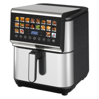 Friteuse à air intelligente carrée moderne en acier inoxydable 9L avec panneau numérique, grande capacité, four de cuisine familial