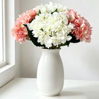 Buket Bunga Sutra Hydrangea Dua Daun Gaya Eropa Dekorasi Pernikahan Mewah Seperti Asli