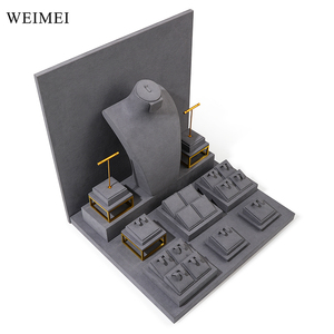 WEIMEI-Escaparate de Joyas de Metal Gris, Soporte de Microfibra para Collar, Anillo y Pendiente, Soporte de Exhibición de Joyería - Product Image 3