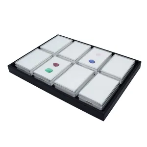 Boîte de présentation rectangulaire transparente en acrylique pour pierres précieuses et diamants, ensemble de plateaux de présentation divisé en pierres précieuses