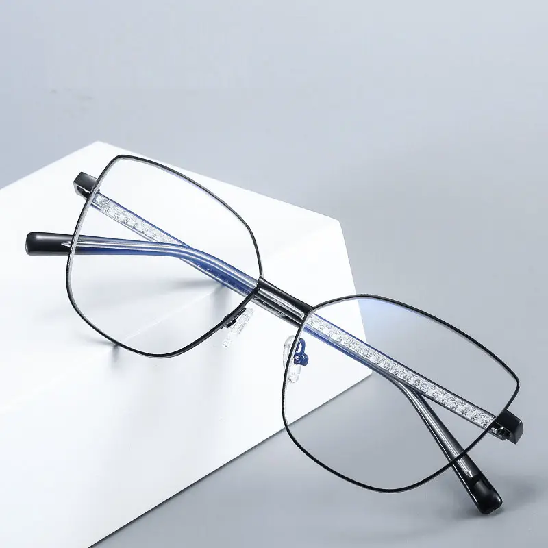Óculos de metal para jogos de computador, armações de vidro grandes, óculos ópticos