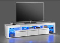 Plateau blanc de service TV de 5 pouces, planche basse, Table TV, meuble pour salon, Cordoba en bois avec portes, grand élément d'étagère