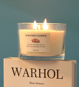 LANJO Handmade Elegant Art <b>Candle</b> with 3 Wicks Glass Jar Soy Wax Floral Scented Long-Lasting Burn Time for Home Decoration - Product Image 5