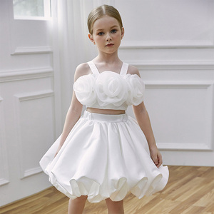Bambine bianche senza maniche disegni di abiti da principessa <span class=keywords><strong>per</strong></span> ragazze con perline festa di compleanno <span class=keywords><strong>Tutu</strong></span> abiti da fiore <span class=keywords><strong>per</strong></span> bambini - Product Image 1