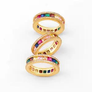 บราซิลสไตล์ที่มีสีสันแหวนแฟชั่นแหวนสำหรับเซอร์โคเนียสำหรับสุภาพสตรีแหวนหมั้น