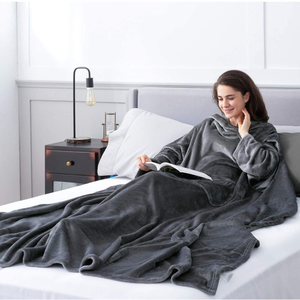 Bedsure Wearable Snuggle With Sleeves and Pocket Flannel Fleece <strong>Snuggy</strong> <strong>Blanket</strong> Robe Warm Plush Wearable <strong>Blanket</strong> Throw - Product Image 4