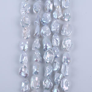Perles d'eau douce naturelles de 9-10 mm, baroques, irrégulières, trou horizontal, brillantes, grises, perles en vrac, matériau - Product Image 4