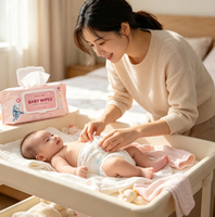 Lingettes humides écologiques personnalisées en usine, 80 pièces, douces et non irritantes pour le nettoyage de la peau des nourrissons et des femmes enceintes