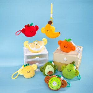 Vente en gros de peluches en coton PP de 12 cm, série fruits, amusantes, pomme, <span class=keywords><strong>avocat</strong></span>, orange, jouets anti-stress, machine à griffes, peluches, porte-clés - Product Image 3
