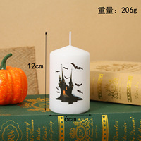 Nouvelles bougies en cire sans fumée à thème Halloween, avec motifs Château Citrouille, idéales pour créer une ambiance transfrontalière.