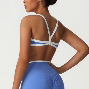 Soutien-gorge personnalisé à bretelles spaghetti et couleurs contrastées Soutien-gorge pour le dos Beauté Sous-vêtements de sport à séchage rapide Running Fitness Débardeur Femmes - Product Image 3