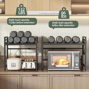 Supporto per microonde espandibile a 2 livelli NETEL, scaffale per forno a microonde - Product Image 5