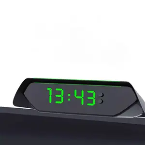 CHEETIE CP200 Auto Sensitivity to Light Black Wall Thermometer Digital Electronic Solar Car Clock