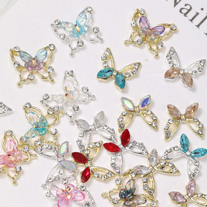 Breloques Papillon 3D en Alliage Métallique Or et Argent, Strass Zircon, pour Ongles, Cheveux, Accessoires de Bricolage et Décoration - Product Image 1