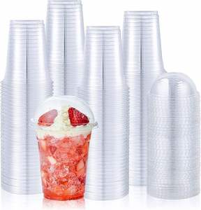 Gobelet à jus en plastique PET jetable, recyclable, transparent, à paroi simple, avec couvercles, logo personnalisé - Product Image 1