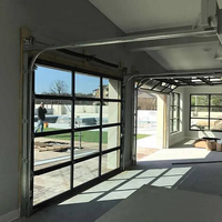 Porte de garage sectionnelle moderne 9x8 9x7 16x7 à vue complète en aluminium et verre trempé, porte de garage électrique en plexiglas