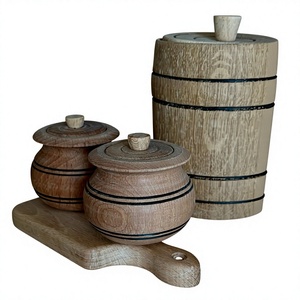 Tarro de Miel de Madera Redondo con Tapa Abatible, Hecho a Mano, Apto para Calentar, Lavable en Lavavajillas, Contenedor Hermético para Alimentos, Diseño Minimalista para Cocina - Product Image 4