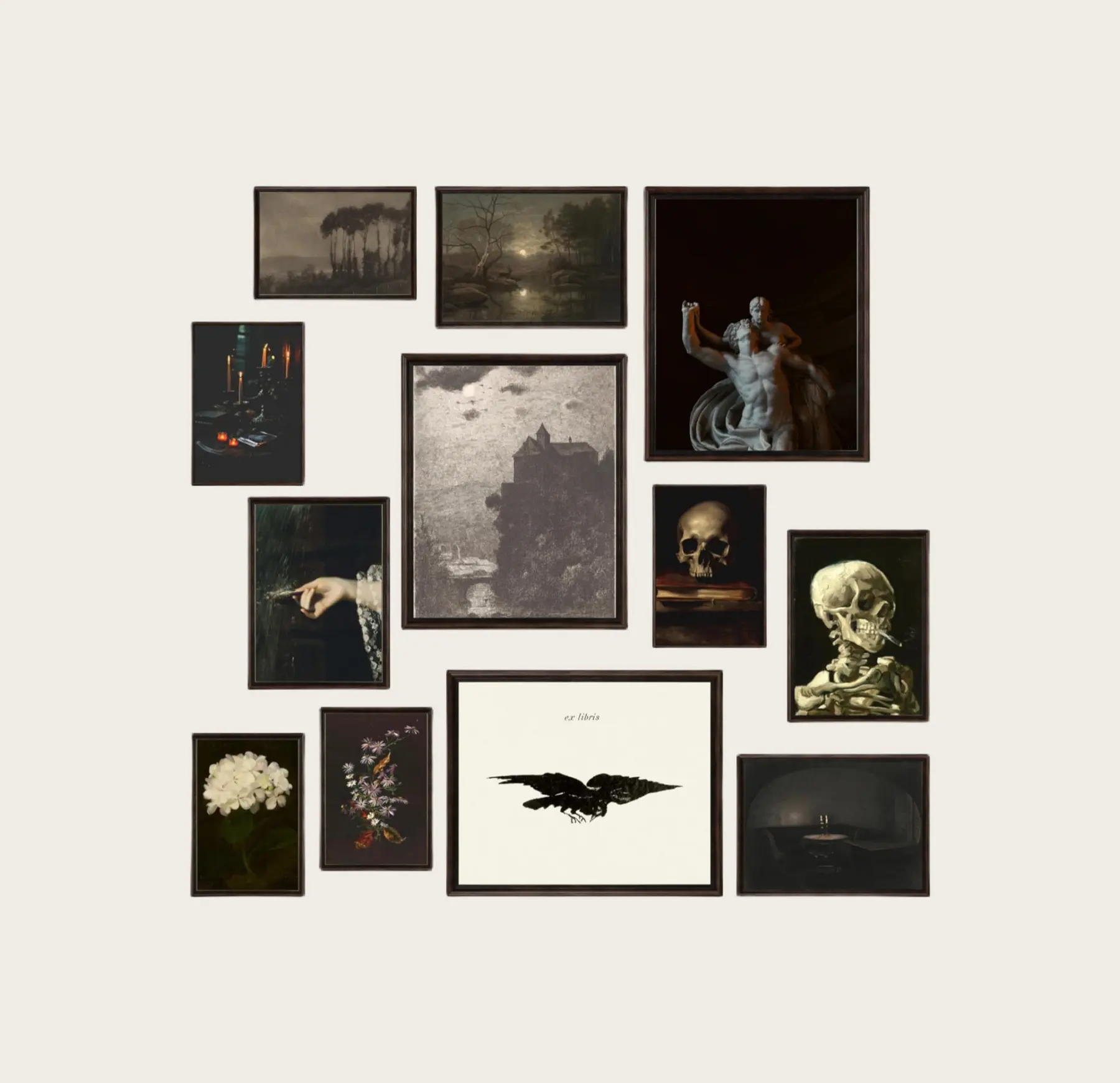 Dark Gothic Moody Halloween Decor Academia Estética Pictures Creepy Posters Art Prints Edgy Witchy Gallery Wall Art