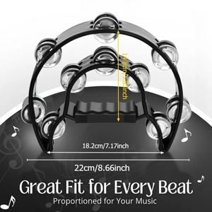 <span class=keywords><strong>Tambourin</strong></span> à main double rangée Percussion à main avec poignée ergonomique <span class=keywords><strong>Tambourin</strong></span> <span class=keywords><strong>demi</strong></span>-<span class=keywords><strong>lune</strong></span> pour KTV Party - Product Image 2