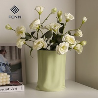 Vase en papier texturé fait main FENN, décoration d'intérieur, vase en céramique, salon, table à manger, pour fleurs fraîches et séchées