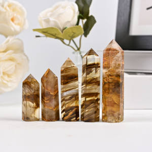 Tour de cristal œil de tigre naturel poli 5-15cm, colonne de cristal rayé œil de tigre, guérison énergétique, Feng Shui, décoration intérieure, vente en gros - Product Image 1
