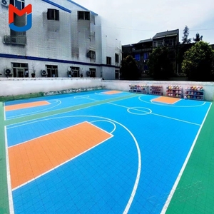 Azulejos de suelo entrelazados de plástico PP de diseño moderno para suelo exterior de tenis de baloncesto-antideslizante para talleres - Product Image 4
