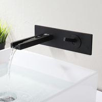 Robinet de lavabo mural dissimulé en laiton noir mat moderne, avec cartouche céramique, monocommande chaud/froid, le mieux noté
