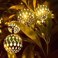 Guirlande solaire marocaine en métal ajouré, colorée, étanche IP44, pour extérieur, lampe décorative de festival