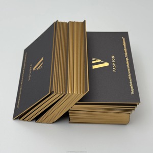 Customized Black Business <b>Cards</b> Gold Foil Edging <b>Embossed</b> Logo Intaglio Printing Hot Stamping Process Free Design Cardboard - Product Image 5