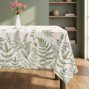 Nappe en lin tissé imprimée motif fougère, lavable, technique de sublimation, style printanier pour fêtes, fabricant indien - Product Image 1
