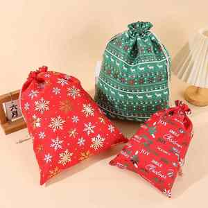 Bolsa de Regalo Navideña Roja, Bolsa de Yute Fina con Cordón, Nueva Bolsa de Embalaje para Regalos - Product Image 2