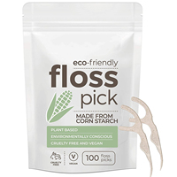 Fil dentaire en bambou biodégradable à base de plantes, réutilisable, avec cure-dents intégrés, saveur menthe micro