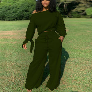 Commercio all'ingrosso della fabbrica primavera autunno inverno sportivo Streetwear vestito felpa e pantaloni larghi larghi pantaloni della tuta da <span class=keywords><strong>donna</strong></span> set - Product Image 5