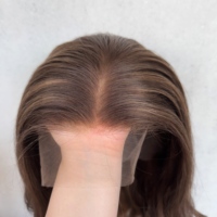 Perruque Lace Front 13x4 en dentelle HD suisse, à nœuds simples, raie centrale naturelle, longue, ondulée, marron, avec nœuds décolorés, perruque juive pour femmes