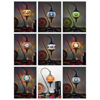Lampe de table en mosaïque turque faite à la main, lampe de bureau vintage à col de cygne en verre pour chambre à coucher, salon, hôtel, décoration