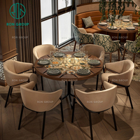 Vintage Hochwertige Kommerzielle Runde Holz-Halbkreis-Sitzbank Samt-Kaffeehaus-Restaurant-Tisch und Stuhl Möbel Sofa