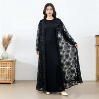 Nouvelle Abaya de luxe faite à la main à Dubaï, dentelle texturée, fleurs, perles, cardigan, robe modeste pour femmes musulmanes