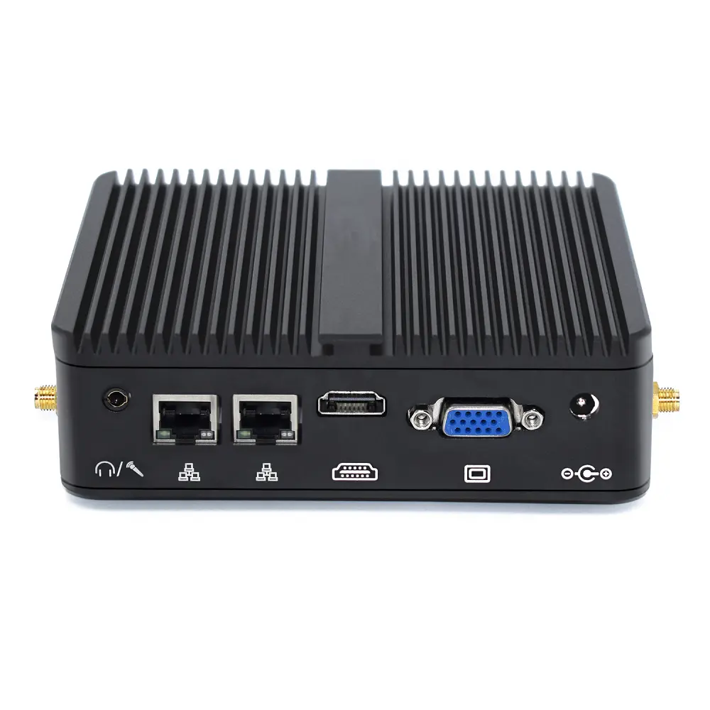 Máy Tính Để Bàn Công Nghiệp Không Quạt Bán Sỉ Từ Nhà Máy J4125 J6412 DDR4 Win10 IoT Mini Pc 4K VESA Gắn Và Đường Ray DIN