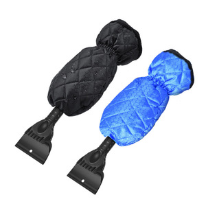 <b>Car</b> Cleaning Glove Extendable Snow <b>Scraper</b> With Fleece Lining Universal Ice Removal Tool Blue And Black - Product Image 1