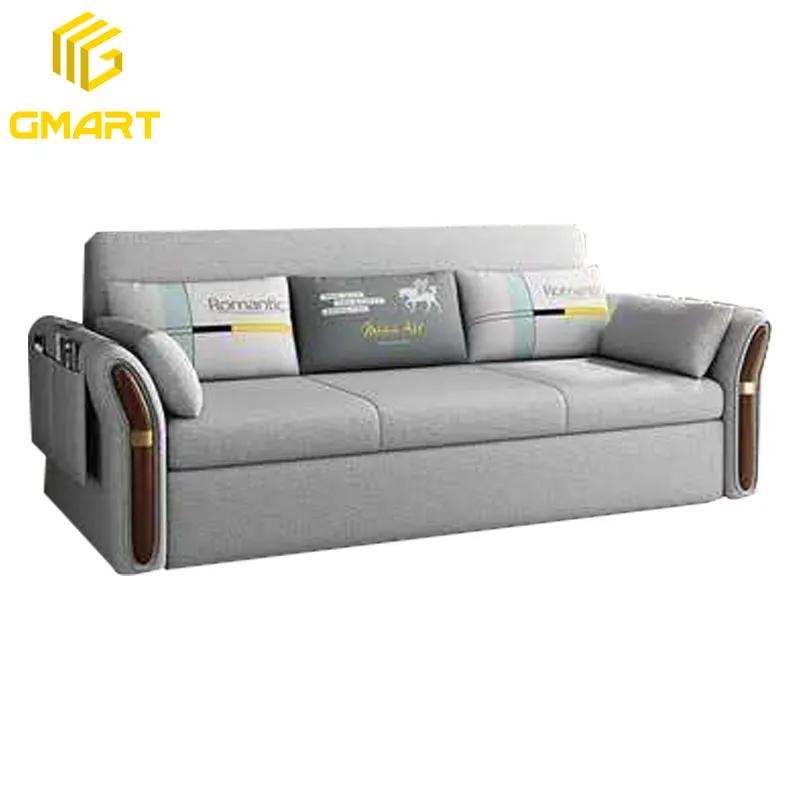 Gmart Dubai Wohnzimmer Möbel Hardware Sofa kommen Bett entspannen Tür rosa Boden halb zwei Sitz Lagerung Chenille Bett mit Sofa