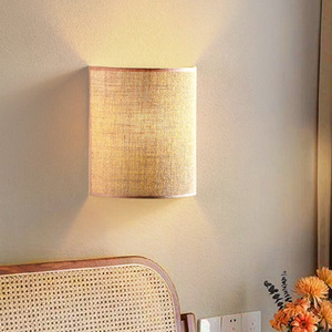 Wall Lamp Linen Shade <b>Led</b> <b>Light</b> Source E27 Bulb Base For Living <b>Room</b> Bedroom Hallway Decorative Lighting - Product Image 2