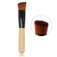 Pinceau de Maquillage Quotidien Haut de Gamme avec Manche en Bois et Fibres Synthétiques pour Fond de Teint Liquide, Crème et Poudre – Estompe les Imperfections