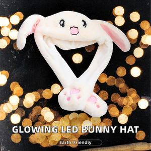 Festival Party Dress LED <b>Plush</b> Rabbit Hats Glowing Pikachu Ears Adult Children Funny Cute Stitch Moving Ears Cap Polyester - Product Image 2