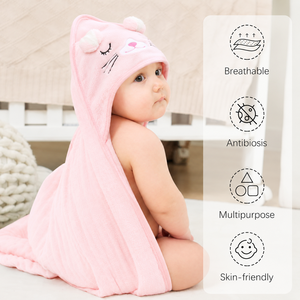 Asciugamani con Cappuccio a Forma di Animale per Neonati, <span class=keywords><strong>Set</strong></span> di Asciugamani in Pile Corallo con Cappuccio per Bambini da 0-1 Anno - Product Image 2
