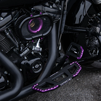 Planches de sol allongées pour modèles Touring Trike FLD 1986-2026, plateaux de pieds CNC évidés, finitions chromées noires, 1 paire
