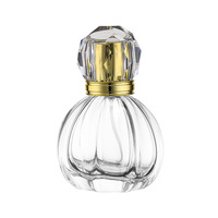 Flacons de parfum de luxe en verre de 50 ml, vides, en gros, avec pulvérisateur à pompe, sérigraphie, bouchons uniques en forme de citrouille, transparents/couleur personnalisée