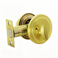 Serrure de porte à pêne dormant à cylindre simple ou double, étanche, durable, écologique, finition laiton antique, bouton en acier inoxydable, déverrouillage par clé