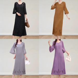 ชุดเดรสพลีทไซส์ใหญ่สไตล์เรียบหรูสำหรับใส่ในชีวิตประจำวัน สีแดง เรียบง่าย สไตล์ลำลองสำหรับผู้หญิง ไซส์เดียว ใส่ได้ทุกคน เหมาะสำหรับใส่ไปโบสถ์ - Product Image 5