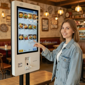 WENJIE Station <span class=keywords><strong>de</strong></span> paiement interactive à écran tactile sur pied pour intérieur, borne <span class=keywords><strong>de</strong></span> commande tout-en-un mobile avec QR, mini kiosque <span class=keywords><strong>de</strong></span> facturation et impression <span class=keywords><strong>de</strong></span> tickets KFC - Product Image 1